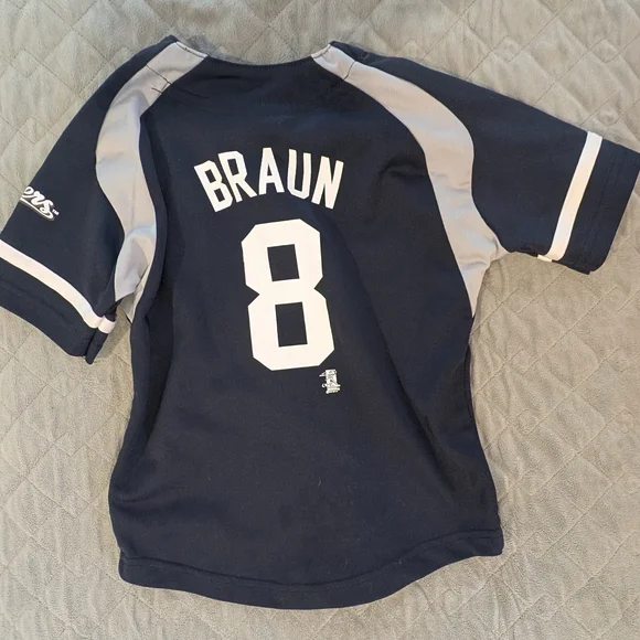 Adidas Kids Navy Brewers Baseball Jersey - Picture 3 of 3